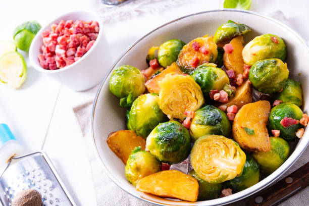 istock Roasted Brussels sprouts with honey and sesame from the oven 1141901593