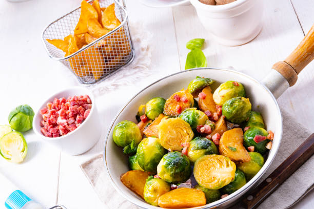 istock Roasted Brussels sprouts with honey and sesame from the oven 1141901691