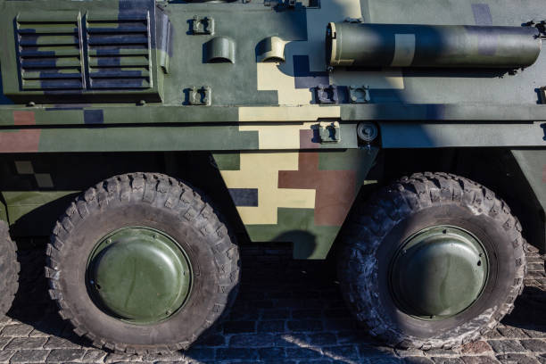 istock Camouflage surface of armored military vehicles. 1141904855