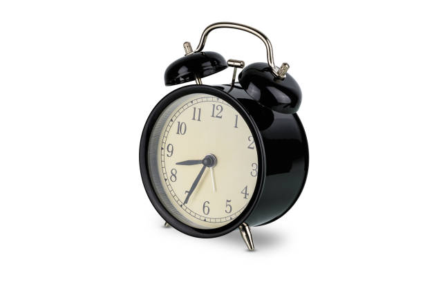 istock Black alarm clock, Analog twin bell isolated on  white 1141905130