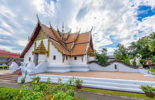 Wat Phumin, Muang District, Nan Province, Thailand. public place, the most famous temple with blue sky in morning