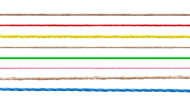 wool string rope cord cable line collection of  various strings on white background. each one is shot separately string stock pictures, royalty-free photos & images