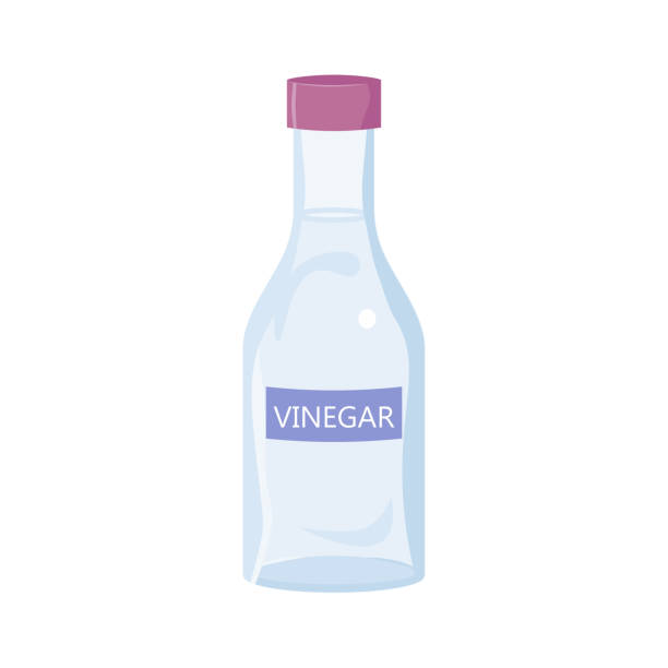 stockillustraties, clipart, cartoons en iconen met witte azijn fles - vinegar