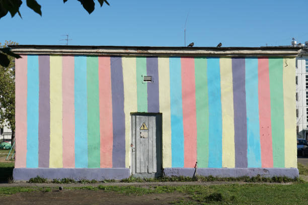 istock City technical building with bright painted streaked concrete wall 1141918001