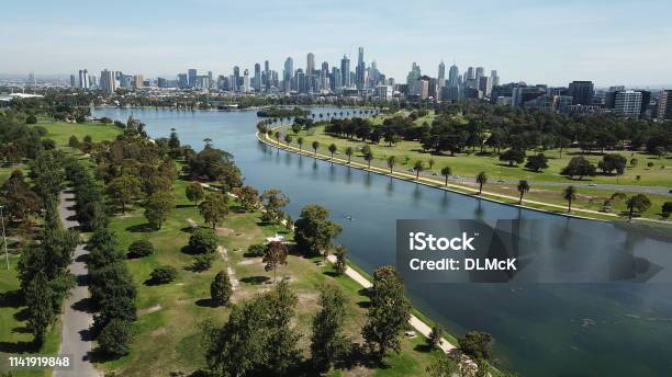Aerial Views Of Albert Park Lake Stock Photo - Download Image Now - Melbourne - Australia, Albert Park, Aerial View
