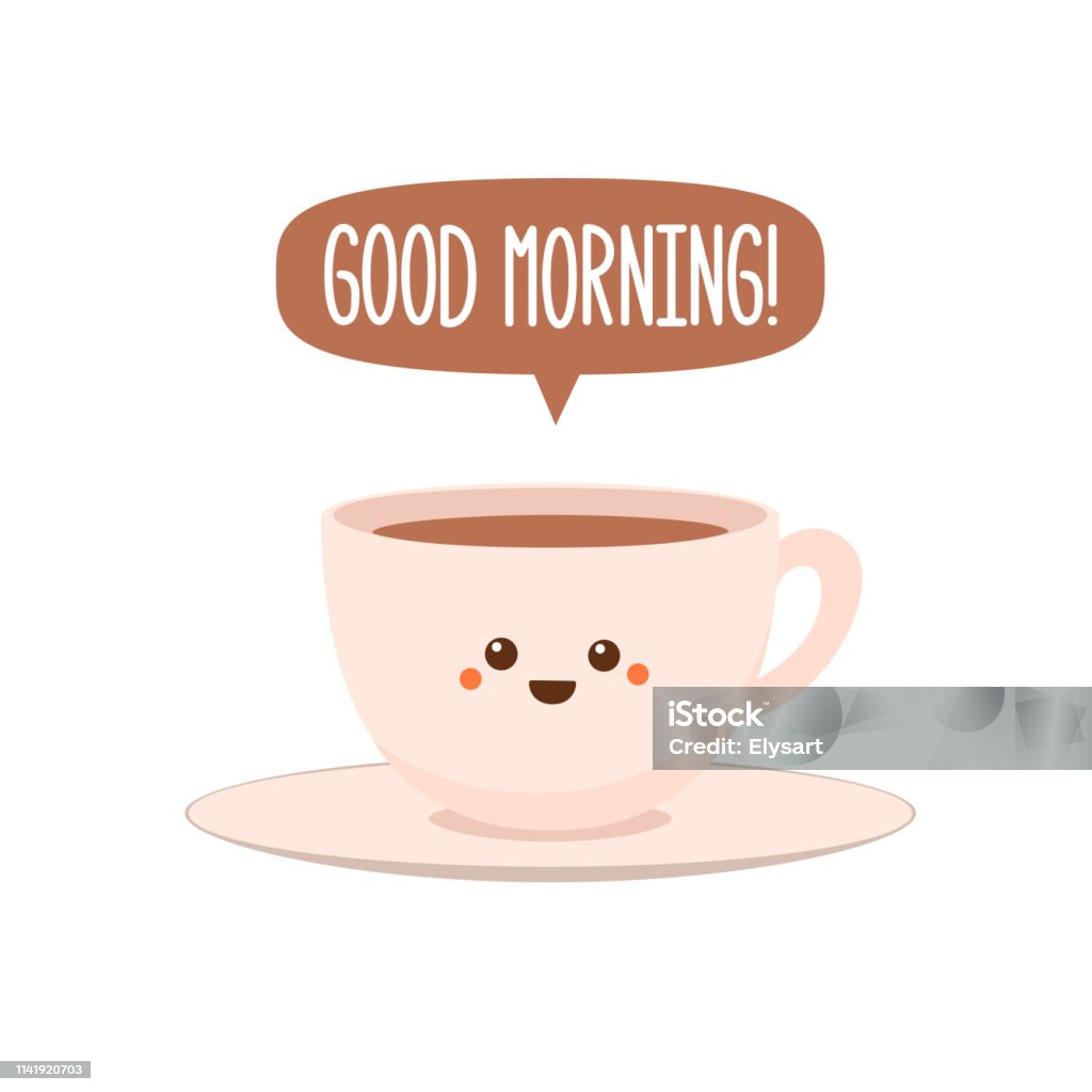 Cup Of Tea With Smile Good Morning Vector Illustration Stock ...