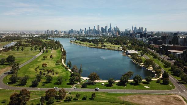 istock Aerial views of Albert Park Lake 1141920894