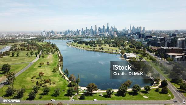 Aerial Views Of Albert Park Lake Stock Photo - Download Image Now - Melbourne - Australia, Australia, Albert Park