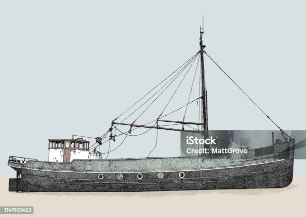 Beached Cargo Boat Stock Illustration - Download Image Now - Ship, Sunken, Vector