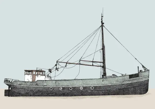 Vector illustration of Beached Cargo Boat