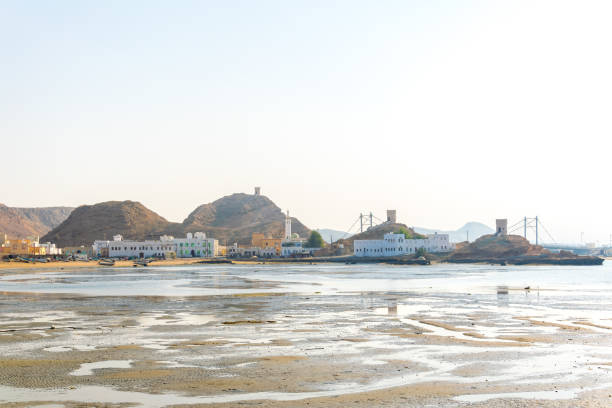 vista da cidade do al ayjah, oman. - oman town arabia arabian peninsula - fotografias e filmes do acervo