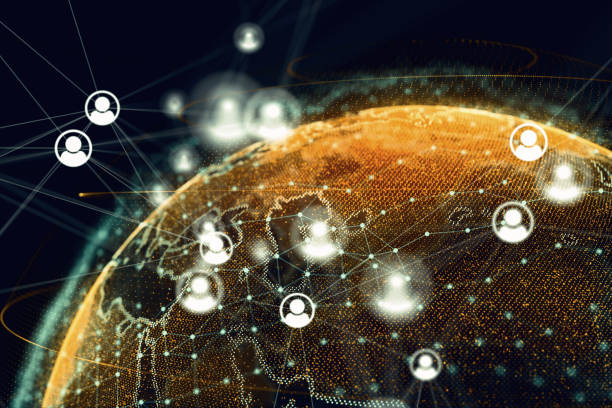 istock Social Network Connection icons on global background 1141925961