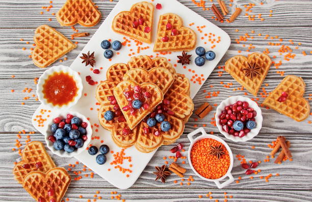 istock Fresh vegan waffles from red lentils 1141926779