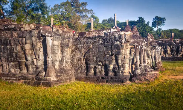 Photo of Bas-relief at Terrace of the Elephants . Siem Reap. Cambodia.