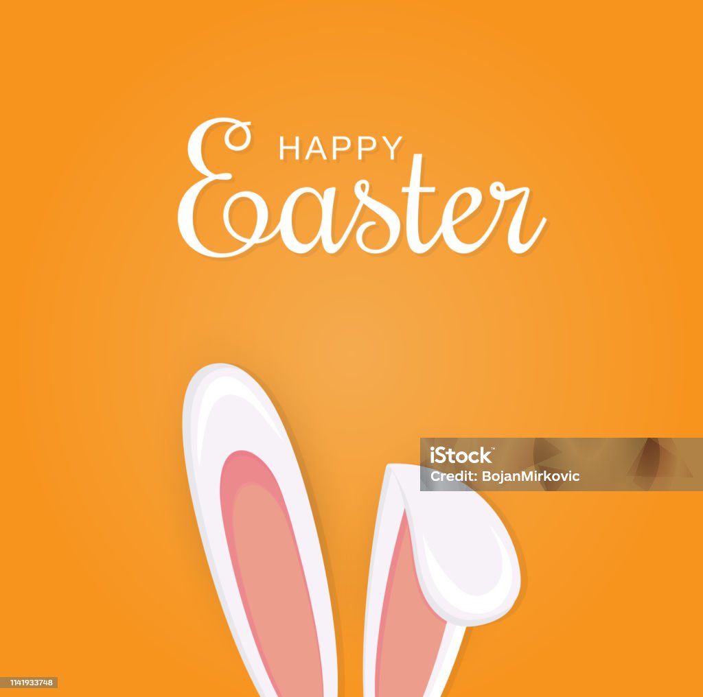 Easter orange poster, background or card with bunny ears. Vector illustration. Easter orange poster, background or card with bunny ears. Vector illustration. EPS10 Easter stock vector