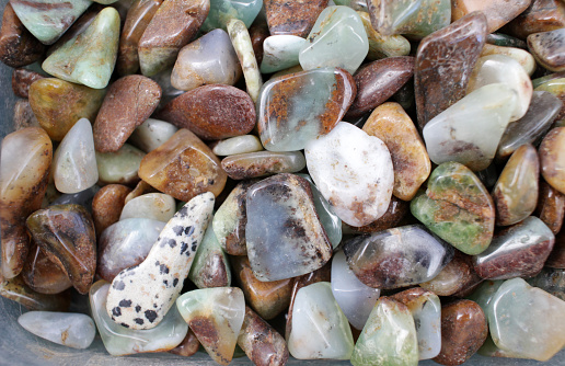 Semiprecious stones. Gem market. Mineral. Various precious and semiprecious stones. Gemstone collection. Healing crystals
