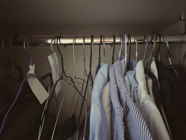 istock interior of a wardrobe with various shirts 1141935646