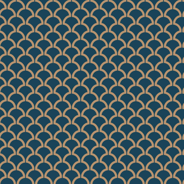 シームレスな抽象的なアールデコの葉ベクトルパターン - pattern design element backgrounds shell点のイラスト素材／クリップアート素材／マンガ素材／アイコン素材
