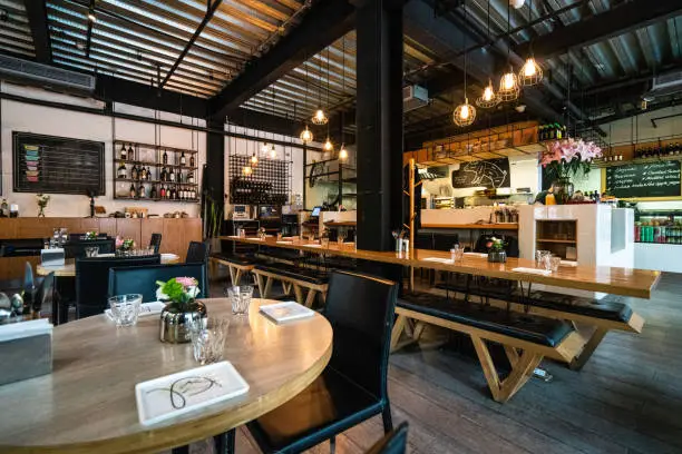 Photo of Interior of modern restaurant in Shanghai