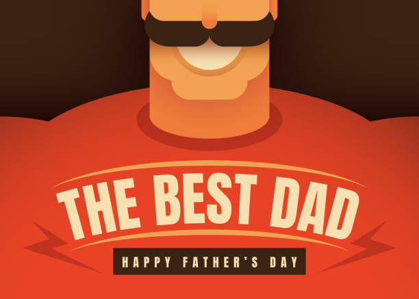 Comic father's day card. Comic father's day card design with close up of a strong man. Vector illustration. funny fathers day stock illustrations