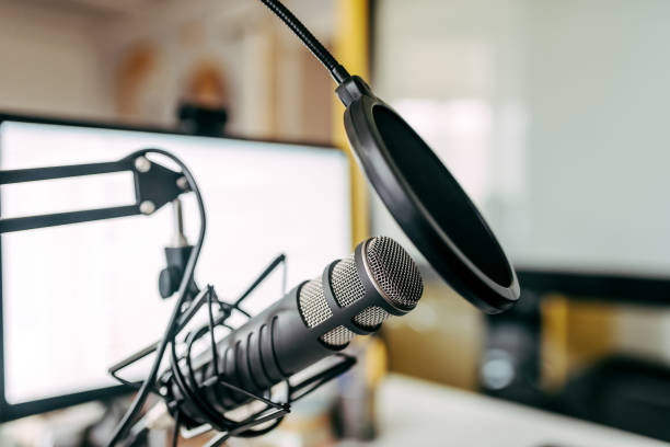 istock Microphone in the radio station. 1141948542