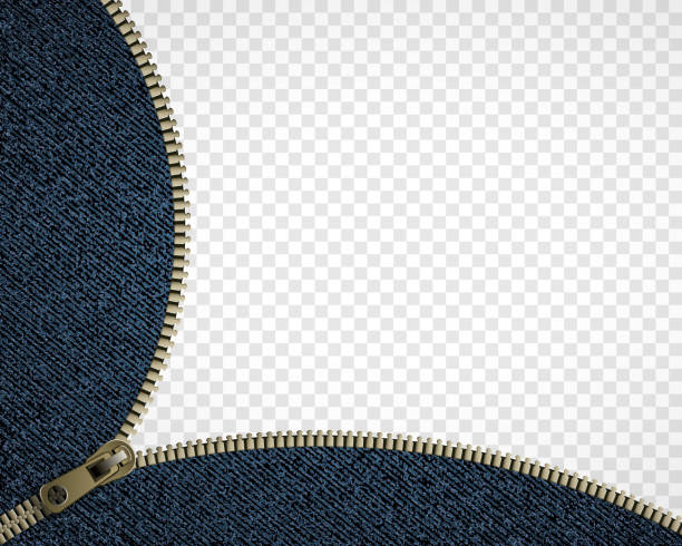 zipper auf denim. isoliert auf einem transparenten hintergrund. - jeans stock-grafiken, -clipart, -cartoons und -symbole