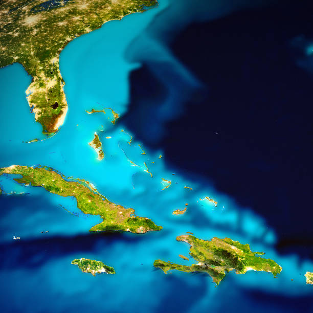istock Caribbean and Bahamas islands map 1141950146