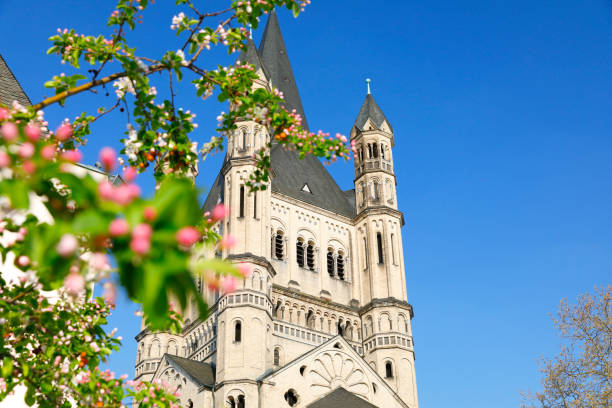 Buildings in Emmerich am Rhein. Old church in the city.