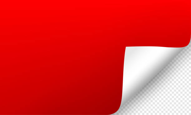 the red paper blank page with curled corner and shadow on transparent background. Vector illustration of the red paper blank page with curled corner and shadow on transparent background for advertising and promotional message . Idea for your design and business. corner tip stock illustrations