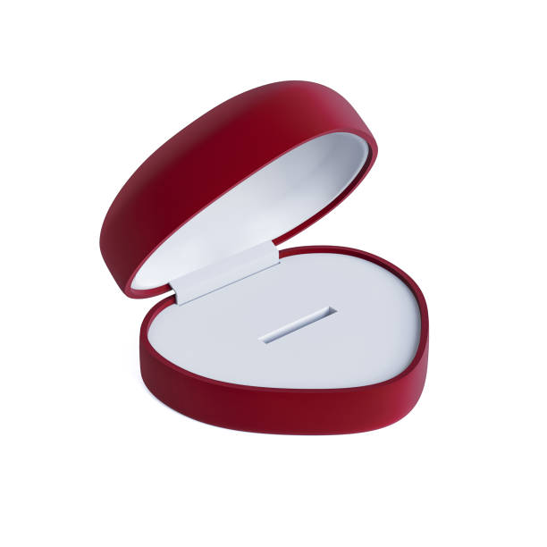 istock Open red box for a heart shape ring on white isolated - 3D illustration 1141953671