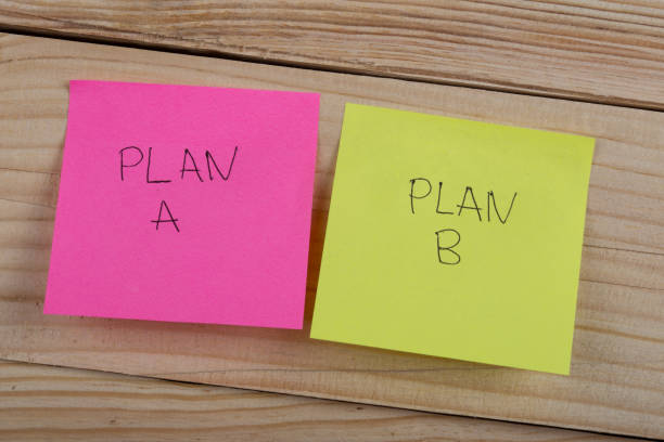 istock Plan a or plan b on colorful office stickers on wooden desk 1141955002