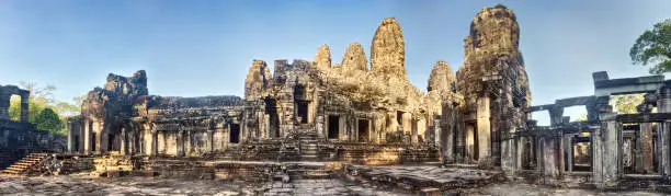 Photo of Bayon temple in Angkor Thom. Siem Reap. Cambodia. Panorama