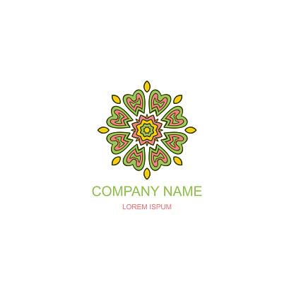 Business logo, emblem. Floral, Oriental logo. Green logo. Eco, natural motive