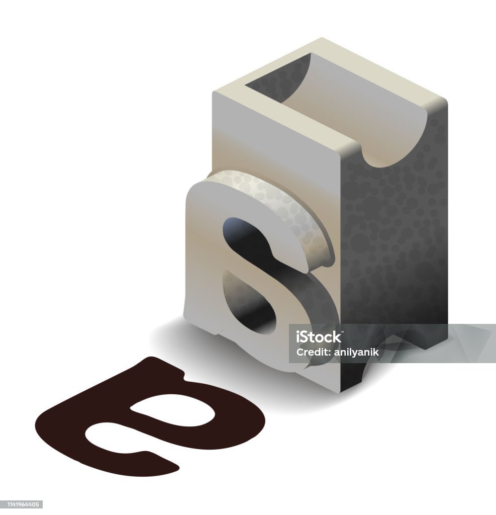 metal letterpress metal letterpress - letter “a” Alphabet stock vector
