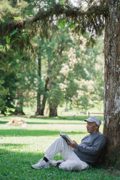 istock senior asian old man reading a book outdoor 1141965919