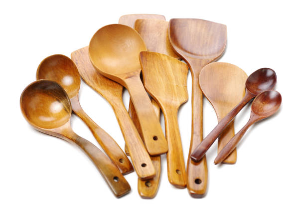 istock Wooden kitchen shovel and spoon on white background 1141965932