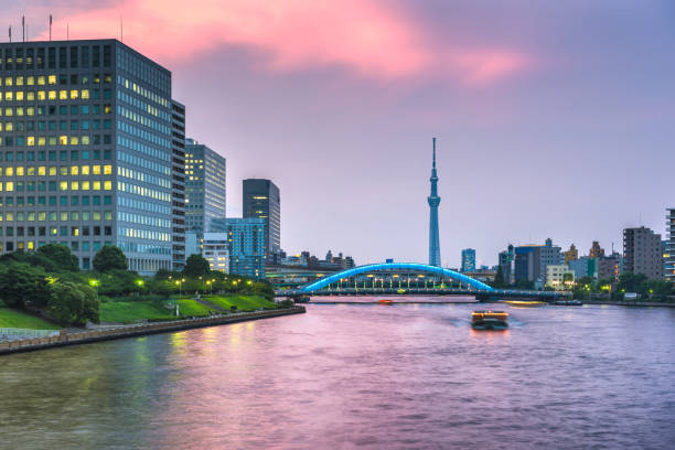 istock Tokyo, Japan skyline on the Sumida River at night. 1141966398