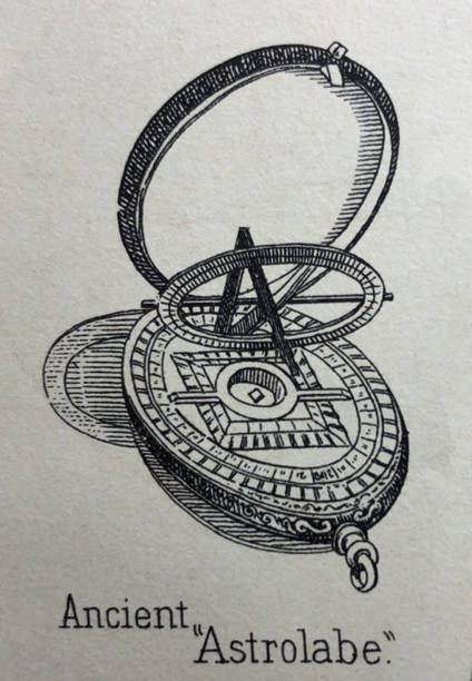 ilustrações, clipart, desenhos animados e ícones de história dos estados unidos-astrolabe-compasso-navigação-navegação-ilustração - astrolabe