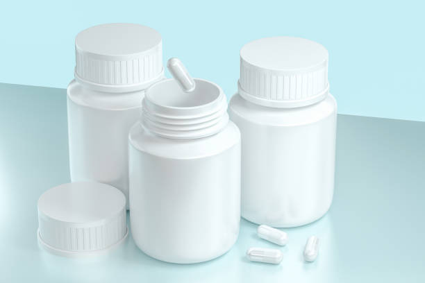 istock 3d rendering, white medicine bottle with capsules 1141968114