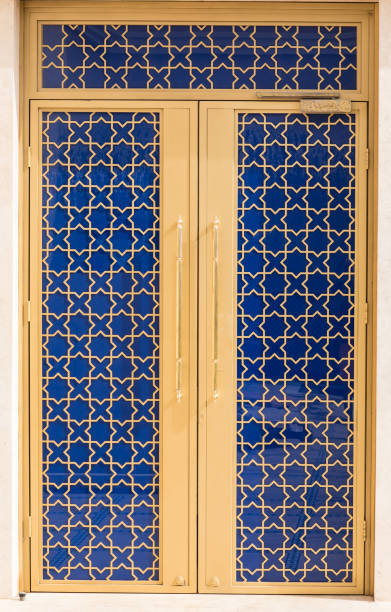 istock blue door in arabic style 1141974916