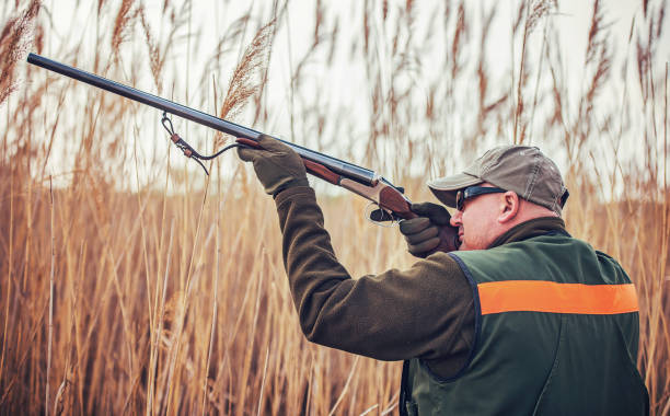 istock Hunter with a rifle in hunting 1141975739