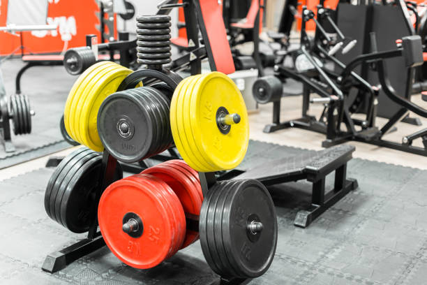 istock Dumbbells in the gym 1141976824