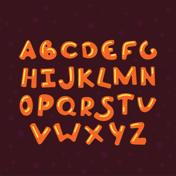istock Decorative modern creative English alphabet. Creative cartoon funny kids font. Plump delicious letters. Set of cute hand drawn letters. ABC for your design. Unique design. Vector Illustration. For children's phrases. 1141978274