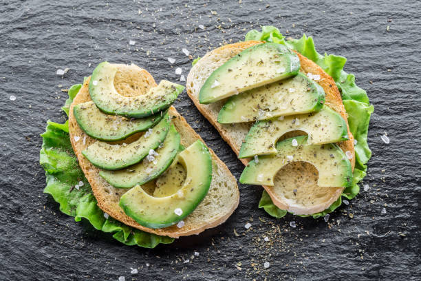 istock Avocado slices on the toasted bread. 1141982444
