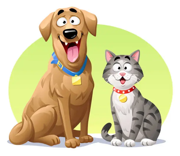 Vector illustration of Cat And Dog