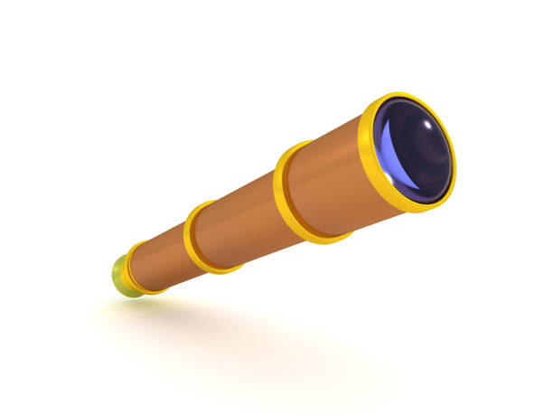 antique monocular telescope isolated on white background
