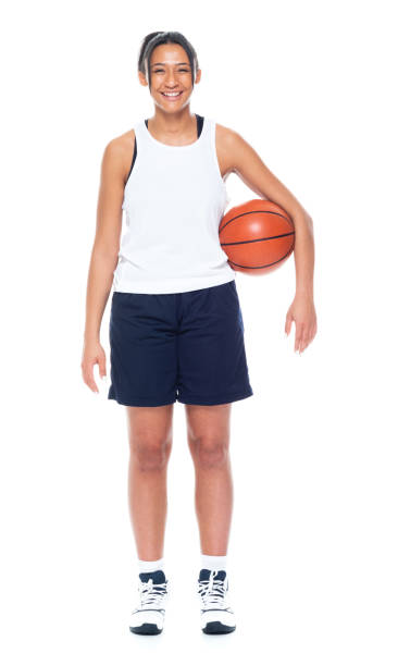 istock African American basketball player on white background - hands by side 1141990157