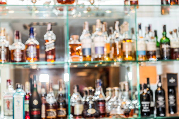 istock olorful bottles on the bar shelves. 1141991407