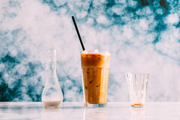 istock Ice Latte on Colorful Background 1141991459