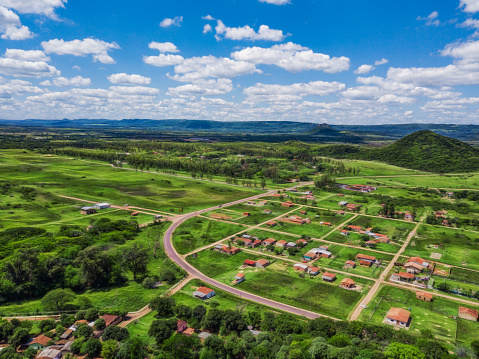Aerial view of a village near Praguari in Paraguay.